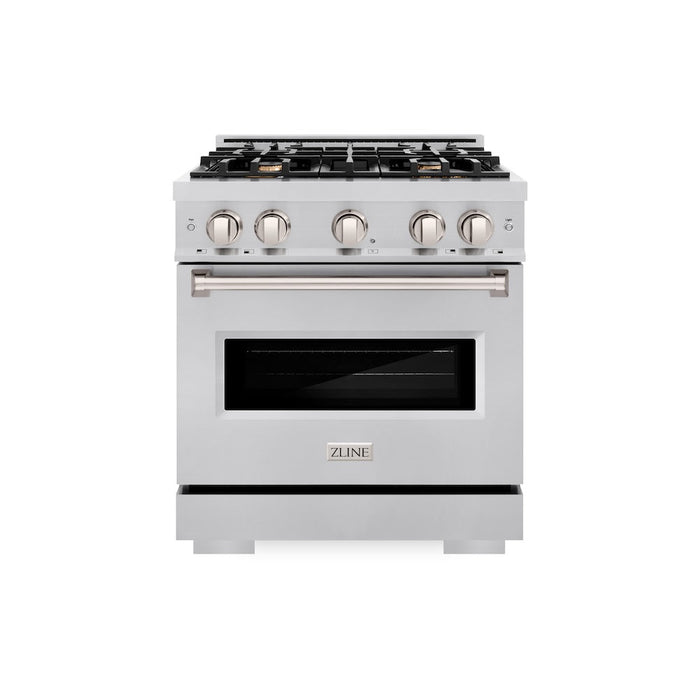 ZLINE 30 in. 4.2 cu. ft. Classic Gas Range with Convection Gas Oven in Stainless Steel with 4 Brass Burners (CGR-BR-30)