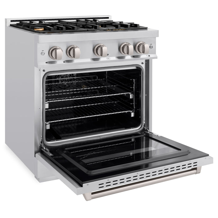 ZLINE 30" 4.2 cu. ft. Classic Gas Range with Convection Gas Oven in Stainless Steel with 4 Brass Burners, CGR-BR-30