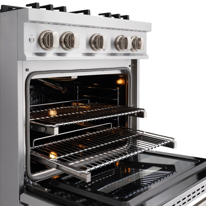 ZLINE 30" 4.2 cu. ft. Classic Gas Range with Convection Gas Oven in Stainless Steel with 4 Brass Burners, CGR-BR-30