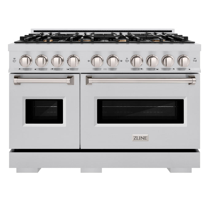 ZLINE 48" 6.7 cu. ft. Classic Double Oven Gas Range in Stainless Steel with 8 Brass Burners, CGR-BR-48