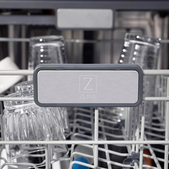 ZLINE 24 in. Monument Series 3rd Rack Top Touch Control Dishwasher in Blue Gloss with Stainless Steel Tub, 45dBa (DWMT-BG-24)