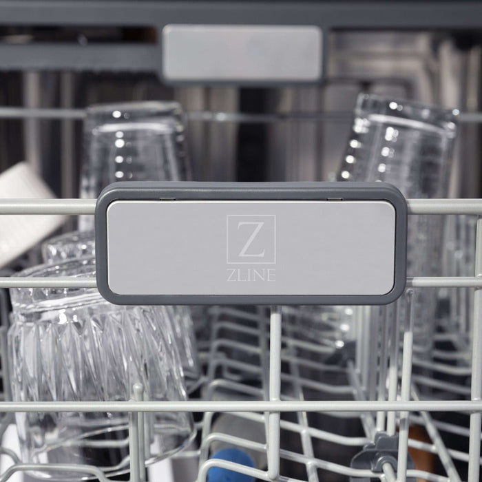 ZLINE 24 in. Monument Series 3rd Rack Top Touch Control Dishwasher in Red Gloss with Stainless Steel Tub, 45dBa (DWMT-RG-24)