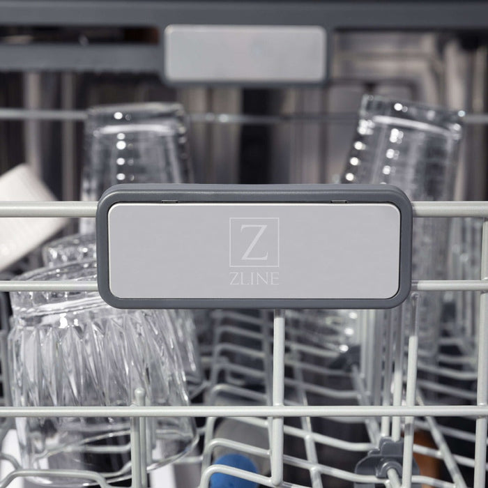 ZLINE 24 in. Monument Series 3rd Rack Top Touch Control Dishwasher in Black Matte with Stainless Steel Tub, 45dBa (DWMT-BLM-24)