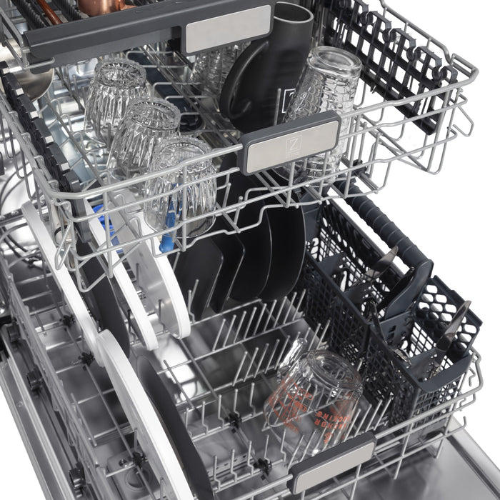 ZLINE 24 In. Monument Series 3rd Rack Top Touch Control Dishwasher in Black Matte, 45dBa, DWMT-BLM-24