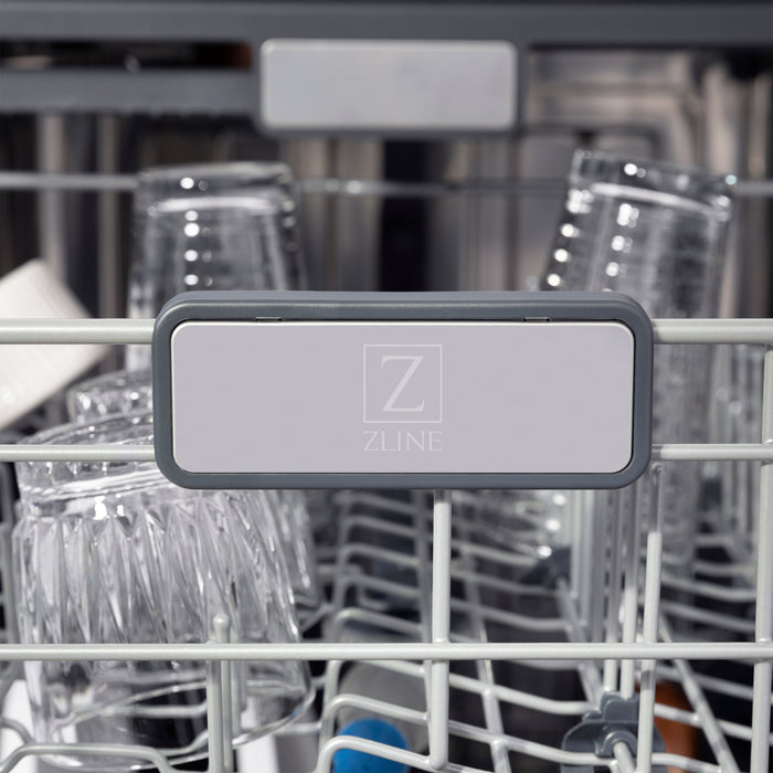 ZLINE Autograph Edition 24 inch Tall Dishwasher, Touch Control, in White Matte with Matte Black Handle, DWMTZ-WM-24-MB