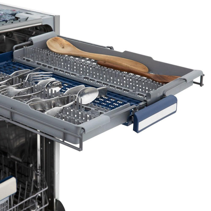 ZLINE 24 in. Tallac Series 3rd Rack Dishwasher with Blue Gloss Panel and Traditional Handle, 51dBa (DWV-BG-24)