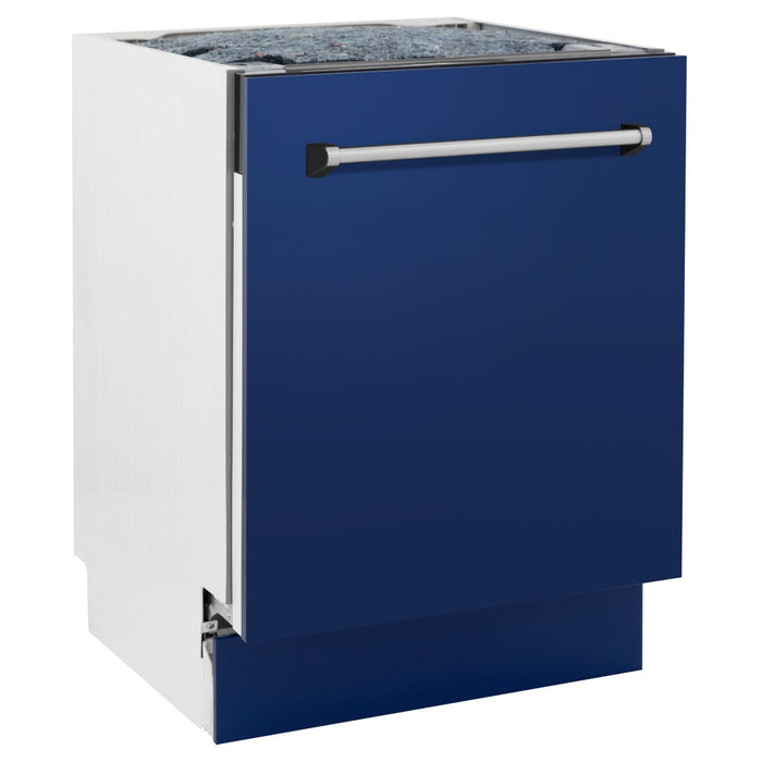 ZLINE 24 in. Tallac Series 3rd Rack Tall Tub Dishwasher in Blue Gloss with Stainless Steel Tub, 51dBa (DWV-BG-24)