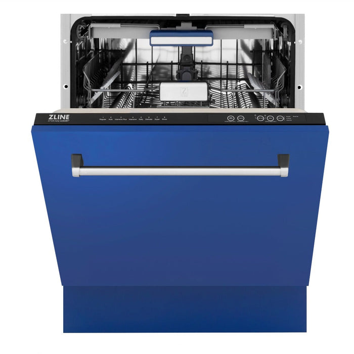 ZLINE 24 in. Tallac Series 3rd Rack Tall Tub Dishwasher in Blue Matte with Stainless Steel Tub, 51dBa (DWV-BM-24)