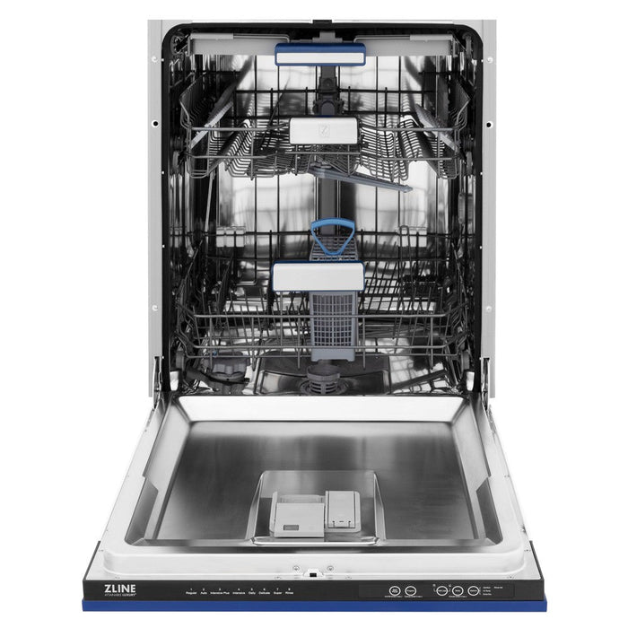 ZLINE 24 in. Tallac Series 3rd Rack Dishwasher with Blue Matte Panel and Traditional Handle, 51dBa (DWV-BM-24)