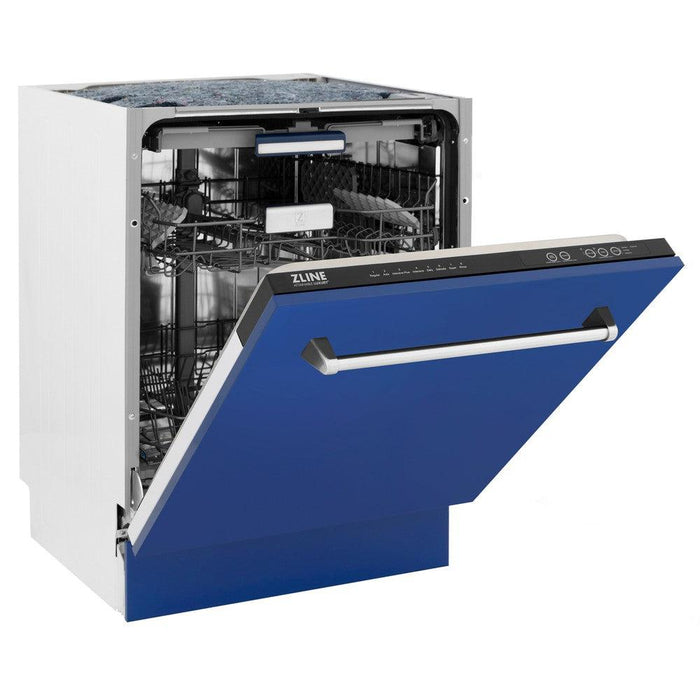 ZLINE 24 in. Tallac Series 3rd Rack Dishwasher with Blue Matte Panel and Traditional Handle, 51dBa (DWV-BM-24)