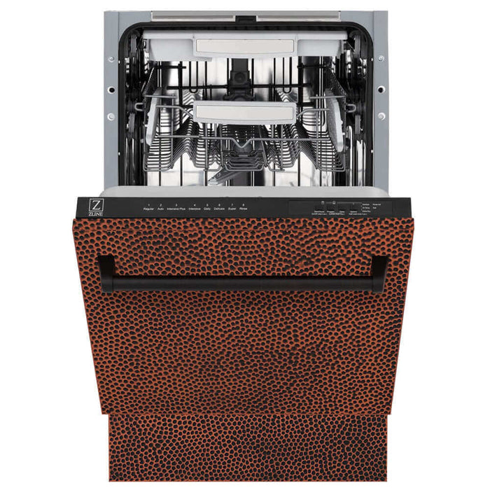 ZLINE 18 in. Tallac Series 3rd Rack Top Control Built-In Dishwasher in Hand Hammered Copper with Stainless Steel Tub, 51dBa (DWV-HH-18)