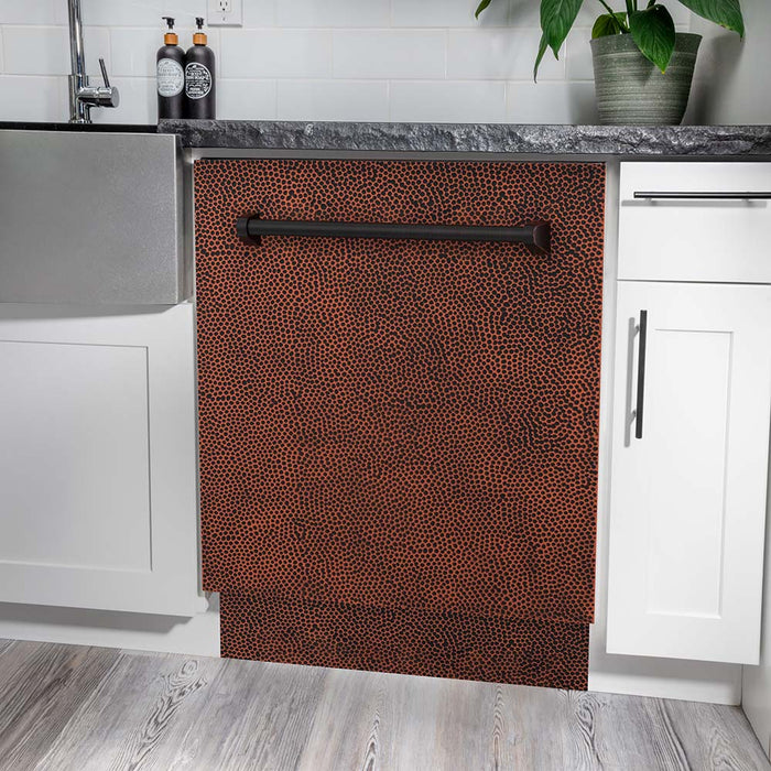 ZLINE 24 in. Tallac Series 3rd Rack Tall Tub Dishwasher in Hand Hammered Copper with Stainless Steel Tub, 51dBa (DWV-HH-24)