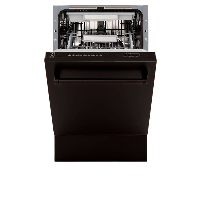 ZLINE 18 in. Tallac Series 3rd Rack Top Control Built-In Dishwasher in Oil Rubbed Bronze with Stainless Steel Tub, 51dBa (DWV-ORB-18)