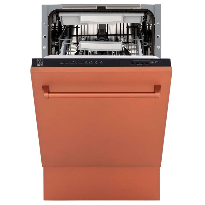 ZLINE 18 in. Tallac Series 3rd Rack Top Control Built-In Dishwasher in Copper with Stainless Steel Tub, 51dBa (DWV-C-18)