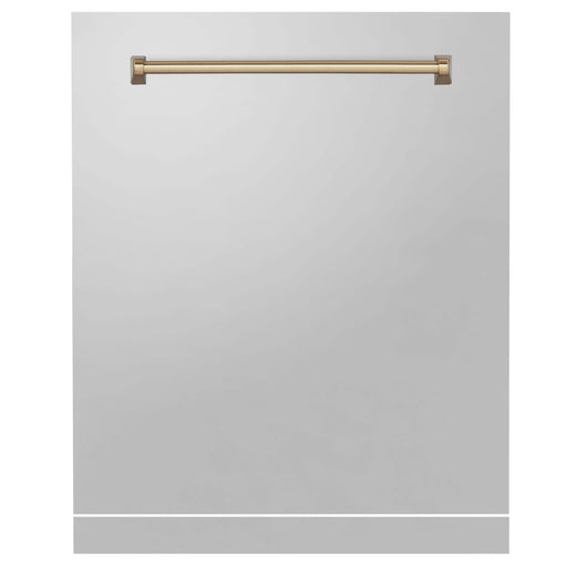 ZLINE Autograph Edition 24 in. Monument Dishwasher Panel with Champagne Bronze Handle in Color Options (DPMTZ-24-CB) Stainless Steel with Champagne Bronze Handle