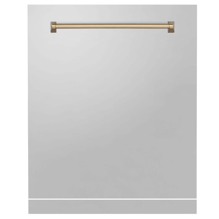 ZLINE Autograph Edition 24 in. Monument Dishwasher Panel with Champagne Bronze Handle in Color Options (DPMTZ-24-CB) Stainless Steel with Champagne Bronze Handle