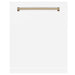 ZLINE Autograph Edition 24 in. Monument Dishwasher Panel with Champagne Bronze Handle in Color Options (DPMTZ-24-CB) White Matte with Champagne Bronze Handle