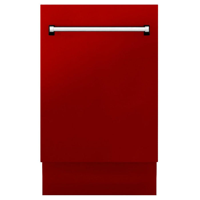 ZLINE 18 in. Tallac Series 3rd Rack Top Control Dishwasher with a Stainless Steel Tub with Red Gloss Panel, 51dBa (DWV-RG-18)