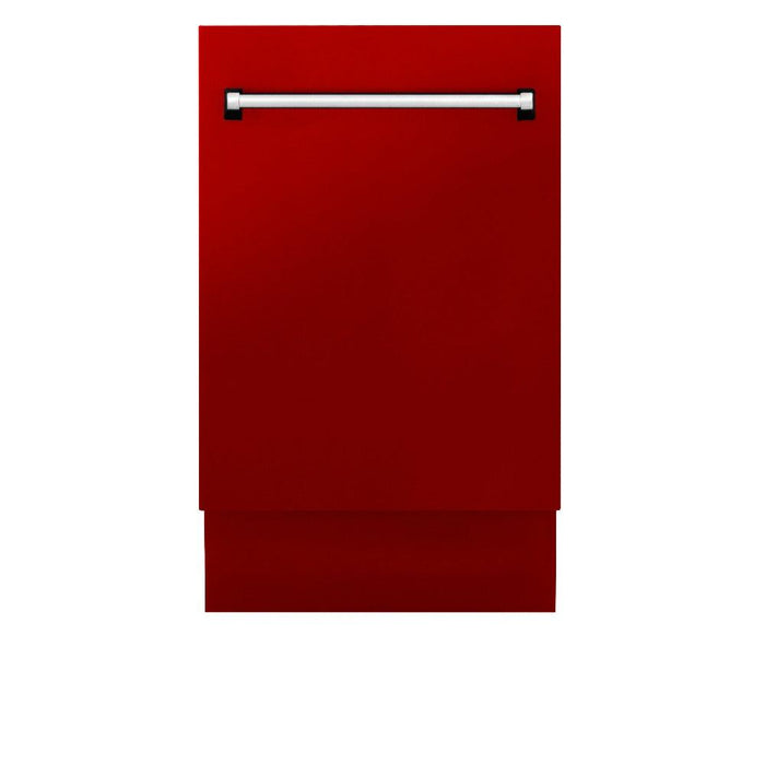 ZLINE 18 in. Tallac Series 3rd Rack Top Control Dishwasher with a Stainless Steel Tub with Red Gloss Panel, 51dBa (DWV-RG-18)