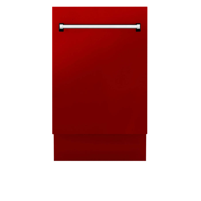 ZLINE 18 in. Tallac Series 3rd Rack Top Control Built-In Dishwasher in Red Gloss with Stainless Steel Tub, 51dBa (DWV-RG-18)