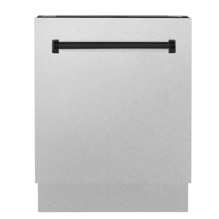 ZLINE Autograph Edition 24 in. Tallac Series 3rd Rack Top Control Built-In Tall Tub Dishwasher in Fingerprint Resistant Stainless Steel with Matte Black Handle, 51dBa (DWVZ-SN-24-MB)