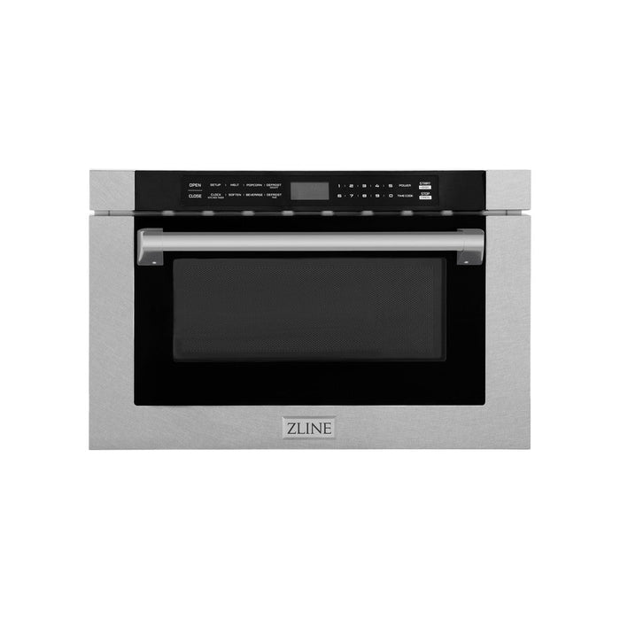 ZLINE 24 in. 1.2 cu. ft. Built-in Microwave Drawer with a Traditional Handle in DuraSnow® Fingerprint Resistant Stainless Steel (MWD-1-SS-H)