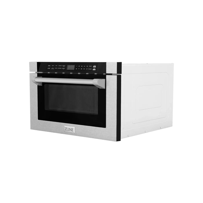 ZLINE 24 In. 1.2 cu. ft. Built-in Microwave Drawer with a Traditional Handle in Fingerprint Resistant Stainless Steel, MWD-1-SS-H