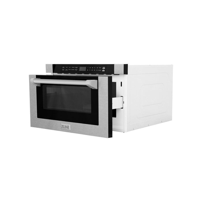 ZLINE 24 in. 1.2 cu. ft. Built-in Microwave Drawer with a Traditional Handle in DuraSnow® Fingerprint Resistant Stainless Steel (MWD-1-SS-H)