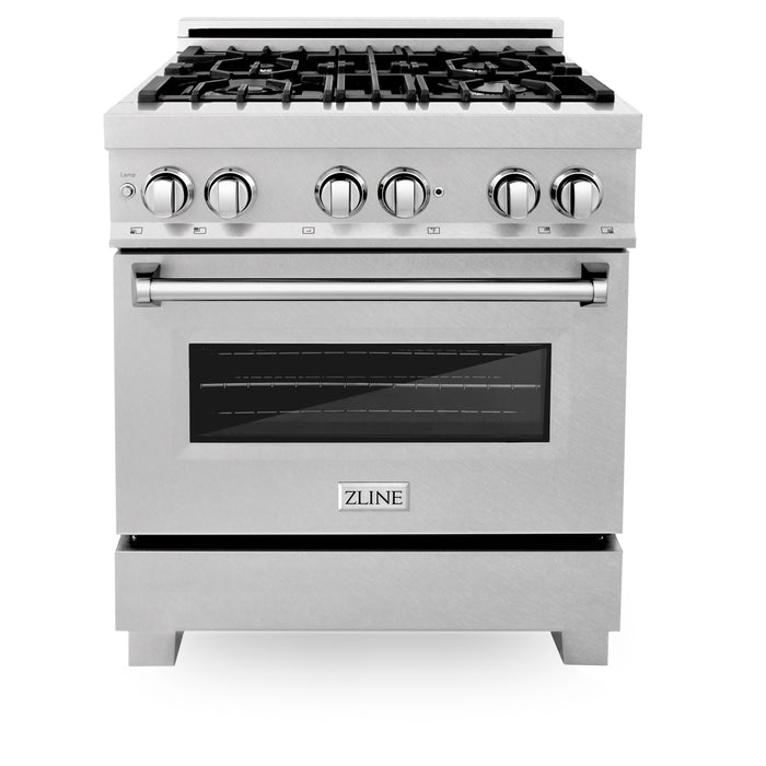 ZLINE 30" 4.0 cu. ft. Gas Burner, Electric Oven with Griddle in DuraSnow® Stainless Steel, RAS-SN-GR-30