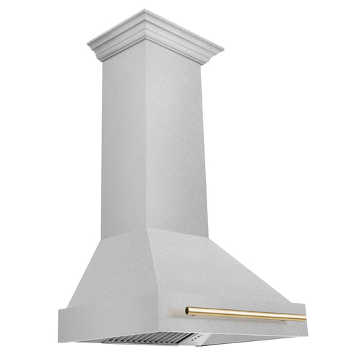 ZLINE Autograph Edition 30 in. Fingerprint Resistant Stainless Steel Range Hood with Fingerprint Resistant Stainless Steel Shell and Handle (8654SNZ-30) Polished Gold