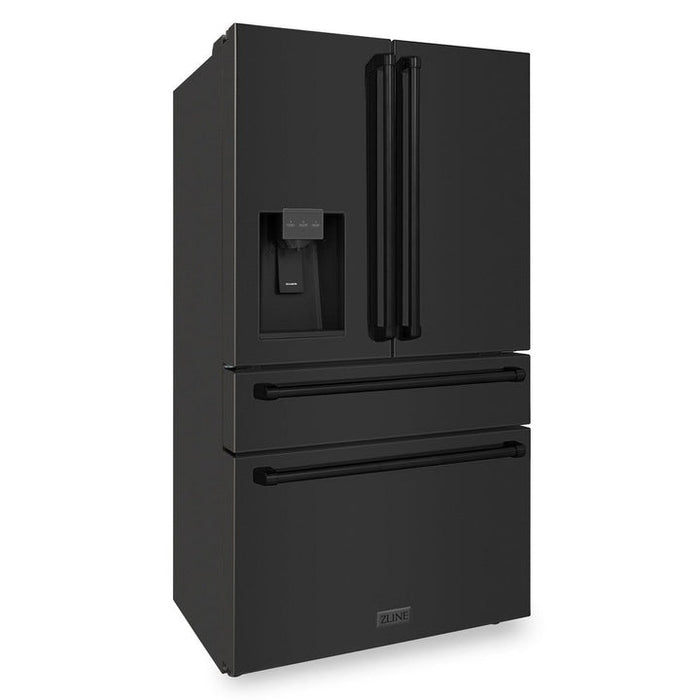 ZLINE 36" 21.6 cu. Ft. French Door Refrigerator with Water and Ice Dispenser and Water Filter in Black Stainless Steel, RFM-W-WF-36-BS