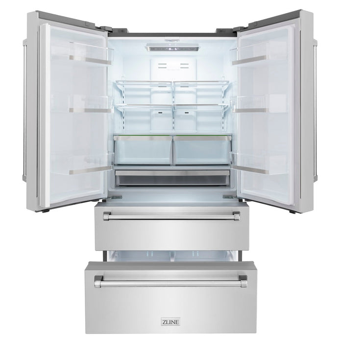 ZLINE Kitchen Package with Refrigeration, 30 in. Stainless Steel Rangetop, 30 in. Range Hood, 30 in. Double Wall Oven and 24 in. Tall Tub Dishwasher (5KPR-RTRH30-AWDDWV)