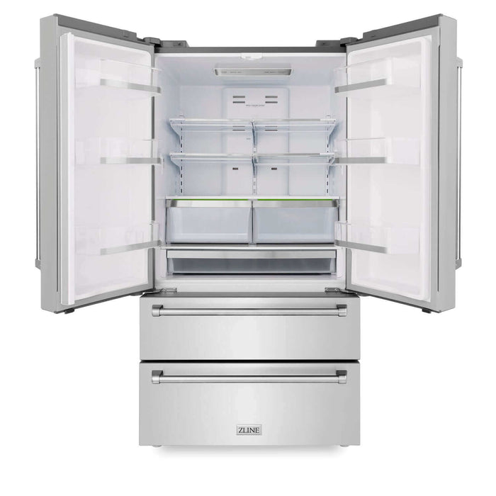 ZLINE Kitchen Package with Refrigeration, 30 in.  Stainless Steel Gas Range, 30 in.  Convertible Vent Range Hood and 24 in.  Tall Tub Dishwasher