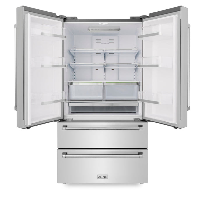 ZLINE Kitchen Package in Stainless Steel with 36 in. Refrigerator, 30 in. Gas Rangetop, 30 in. Range Hood and 30 in. Double Wall Oven (4KPR-RTRH30-AWD)