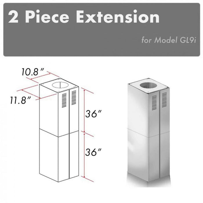 ZLINE 2-36 in. Chimney Extensions for 10 ft. to 12 ft. Ceilings (2PCEXT-GL9i)