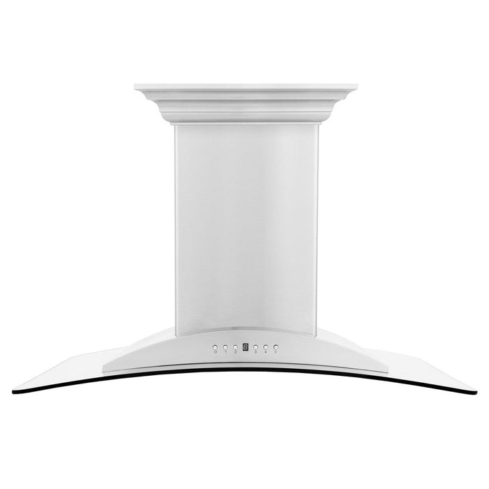 ZLINE Island Mount Range Hood in Stainless Steel and Glass with Built-in CrownSound Bluetooth Speakers (GL9iCRN-BT)