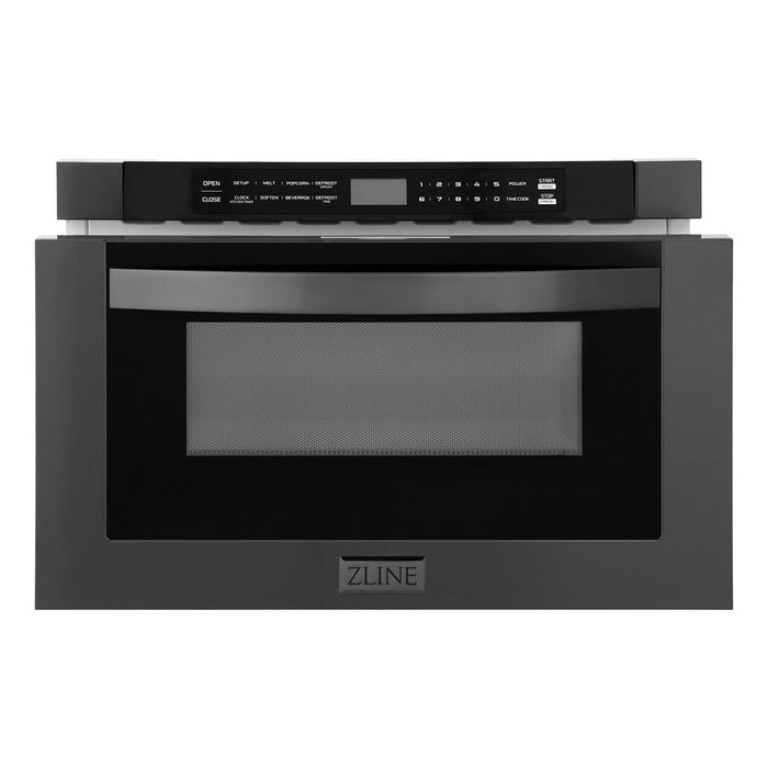 ZLINE 48 in. Kitchen Package with Black Stainless Steel Dual Fuel Range, Range Hood, Microwave Drawer and Dishwasher(4KP-RABRH48-MWDW)