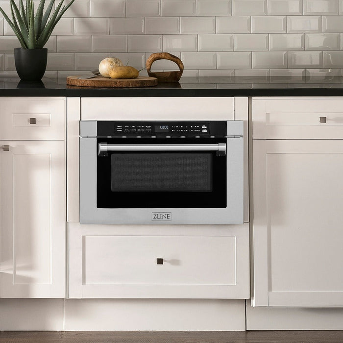 ZLINE 24 in. 1.2 cu. ft. Built-in Microwave Drawer in Stainless Steel with a Traditional Handle (MWD-1-H)