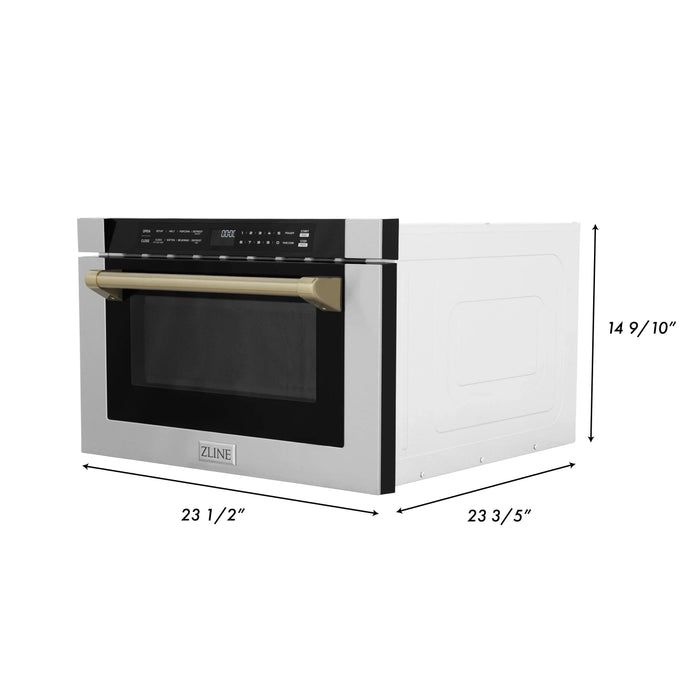 ZLINE Autograph 24" Microwave Drawer in Stainless Steel and Bronze Accents, MWDZ-1-H-CB