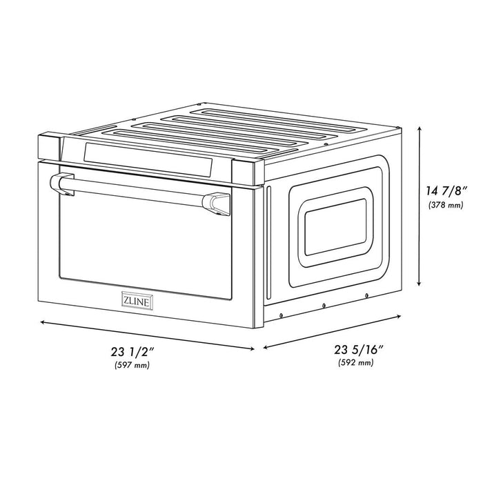 ZLINE Autograph Edition 24 in. Drawer Microwave in Fingerprint Resistant Stainless Steel with Traditional Handles and Matte Black Accents (MWDZ-1-SS-H-MB)