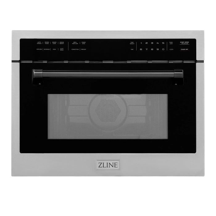 ZLINE Autograph 24" Built-in Convection Microwave Oven in Stainless Steel and Matte Black Accents, MWOZ-24-MB