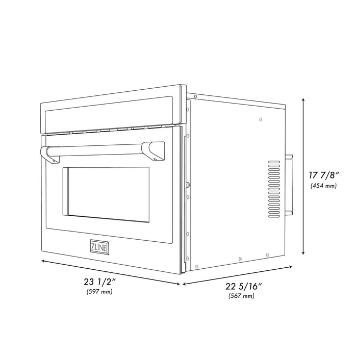 ZLINE Autograph Edition 24 in. 1.6 cu ft. Built-in Convection Microwave Oven in Fingerprint Resistant Stainless Steel with Polished Gold Accents (MWOZ-24-SS-G)