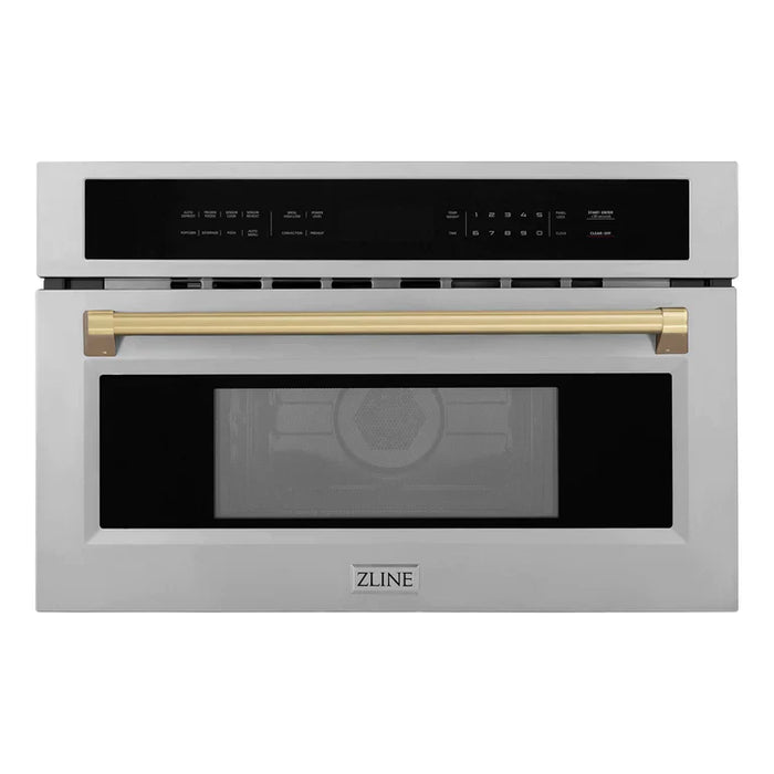 ZLINE Autograph Bronze Package - 48" Rangetop, 48" Range Hood, Dishwasher, Built-In Refrigerator, Microwave Oven, Wall Oven