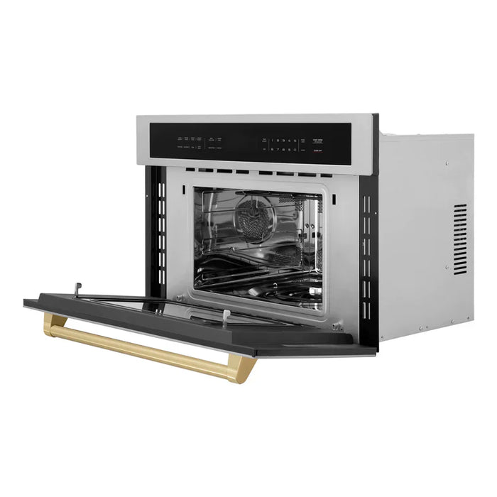 ZLINE Autograph Bronze Package - 48" Rangetop, 48" Range Hood, Dishwasher, Built-In Refrigerator, Microwave Oven, Wall Oven