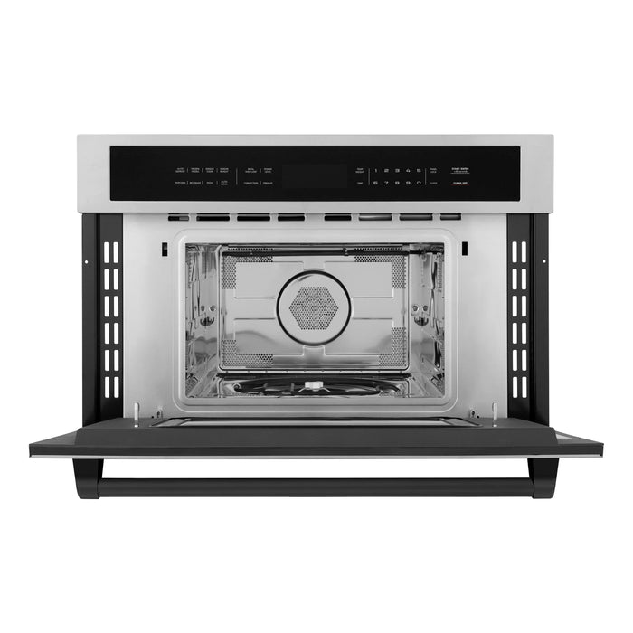 ZLINE Autograph Matte Black Package - 36" Rangetop, 36" Range Hood, Dishwasher, Refrigerator, Microwave Oven