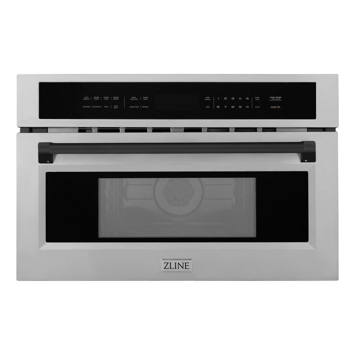 ZLINE Autograph Matte Black Package - 36" Rangetop, 36" Range Hood, Dishwasher, Refrigerator, Microwave Oven, Wall Oven