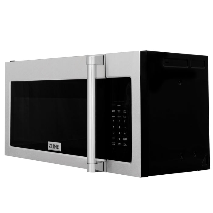 ZLINE 30" 1.5 cu. ft. Over the Range Microwave in DuraSnow® Stainless Steel with Traditional Handle and Set of 2 Charcoal Filters, MWO-OTRCFH-30-SS