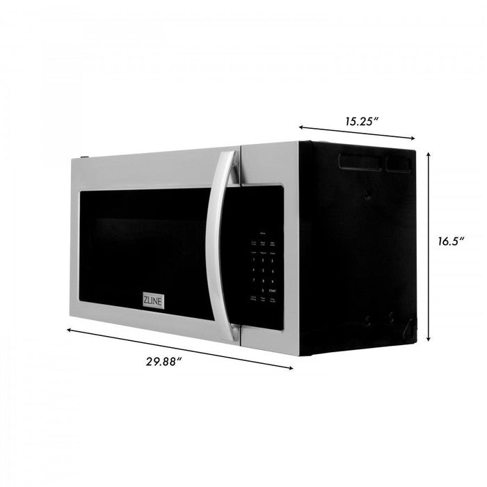 ZLINE Over the Range Convection Microwave Oven in Stainless Steel with Modern Handle and Sensor Cooking, MWO-OTR-30