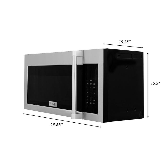 ZLINE Appliance Package - 30 in. Dual Fuel Range, Over-the-Range Microwave, 3 Rack Dishwasher, Refrigerator, 4KPR-RAOTRH30-DWV