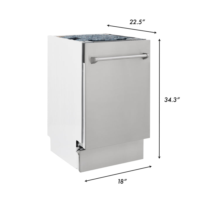 ZLINE 18 in. Top Control Tall Dishwasher is Custom Panel Ready with 3rd Rack, DWV-18